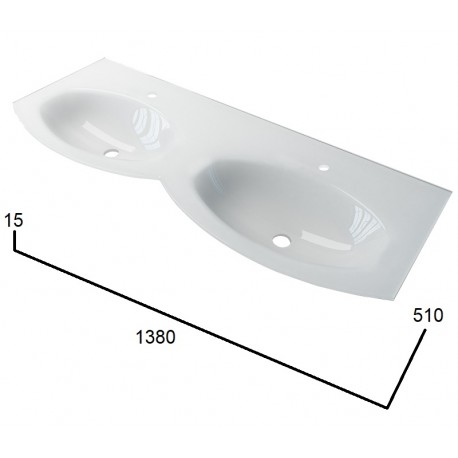 Glass washbasin P1380x51-BHW2